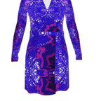Electric Blue Leaf Wrap Dress