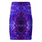 Electric Blue Leaf Pencil Skirt