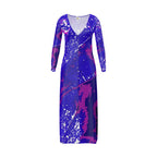 Electric Blue Leaf Ladies Cardigan