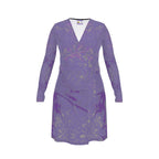 Purple leaf Wrap Dress