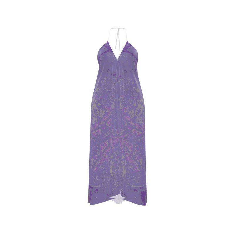 Purple Leaf Halterneck backless dress