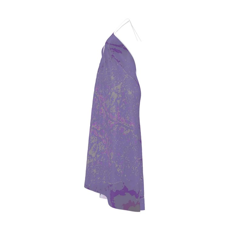 Purple Leaf Halterneck backless dress