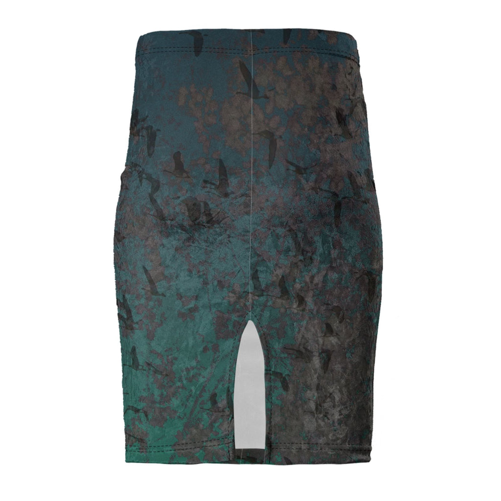Staring Down Crow Pencil Skirt