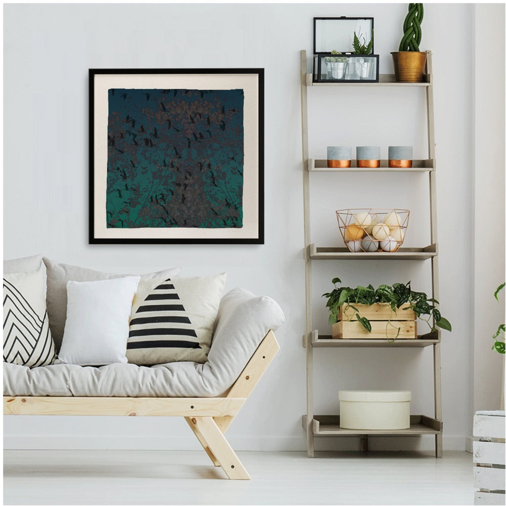 Staring Down Crow Framed Silk Scarf