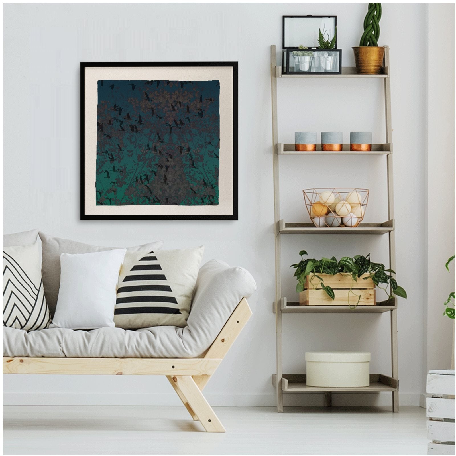 Staring Down Crow Framed Silk Scarf