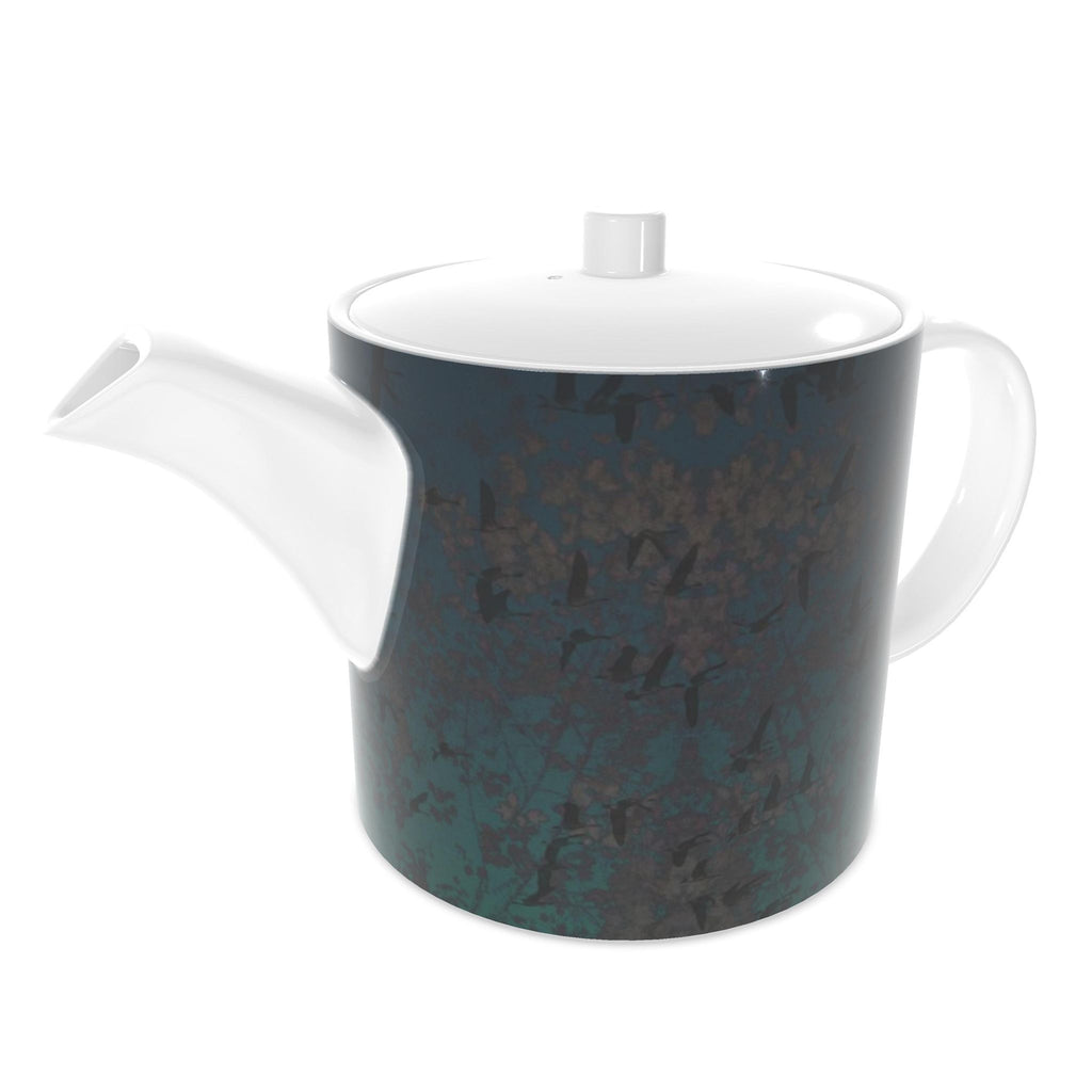 Staring Down Crow Bone China Teapot