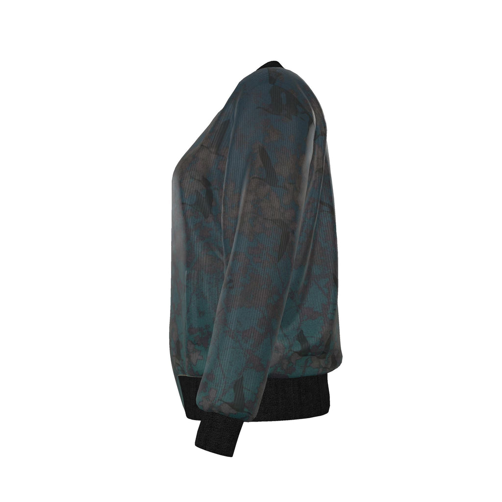 Staring Down Crow / Midnight Wanderer Reversible Silk Bomber Jacket