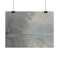 Cracked Lake Watercolor Landscape Poster — Textured Misty Lake Matte Art Print