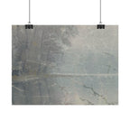 Cracked Lake Watercolor Landscape Poster — Textured Misty Lake Matte Art Print