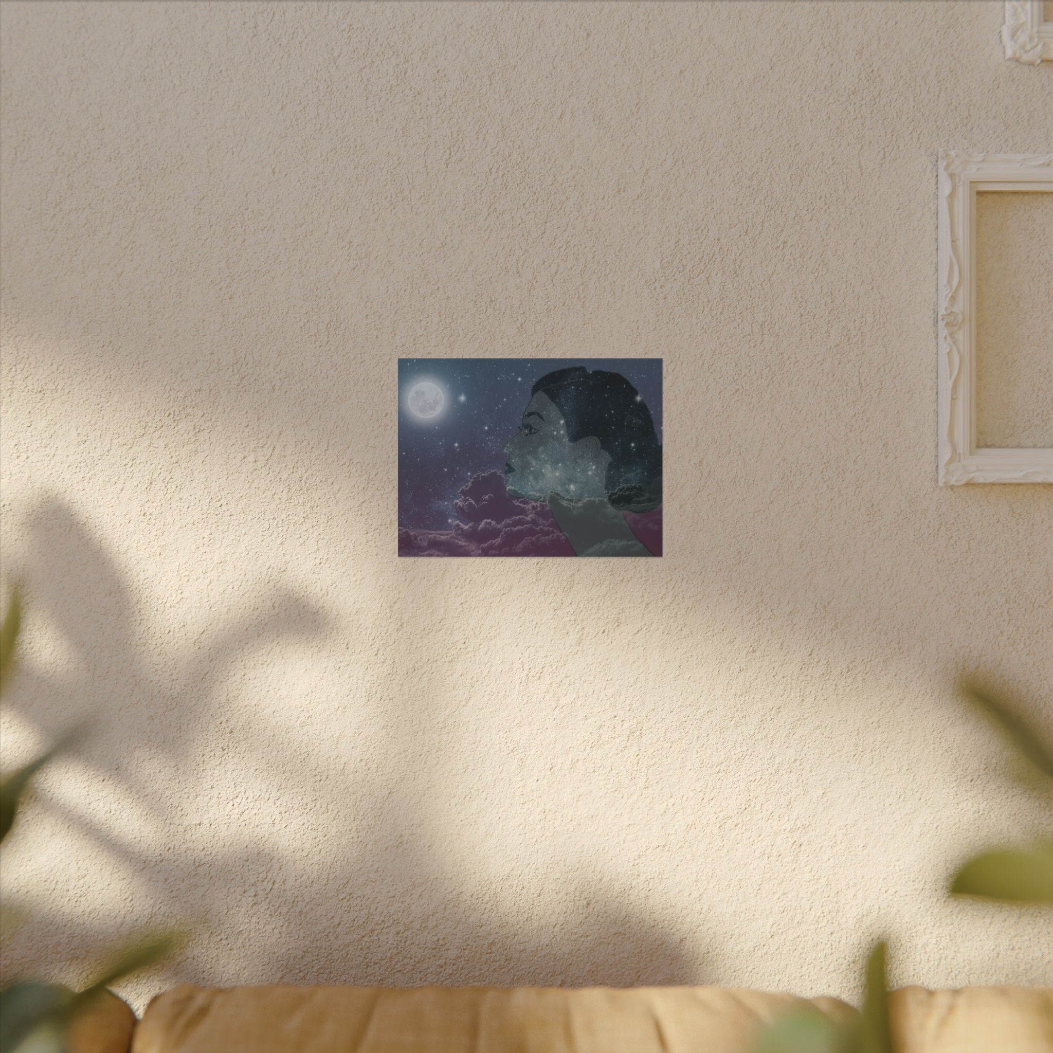 Dreamer Watercolor Poster — Matte Textured Moon & Night Sky Wall Art