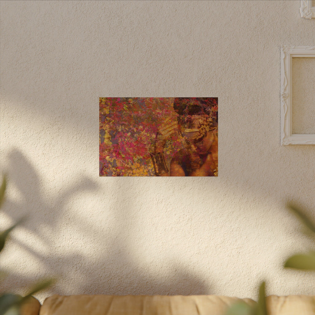 Gilded Lilly Watercolor Texture Art Poster — Vibrant Floral Abstract Wall Print