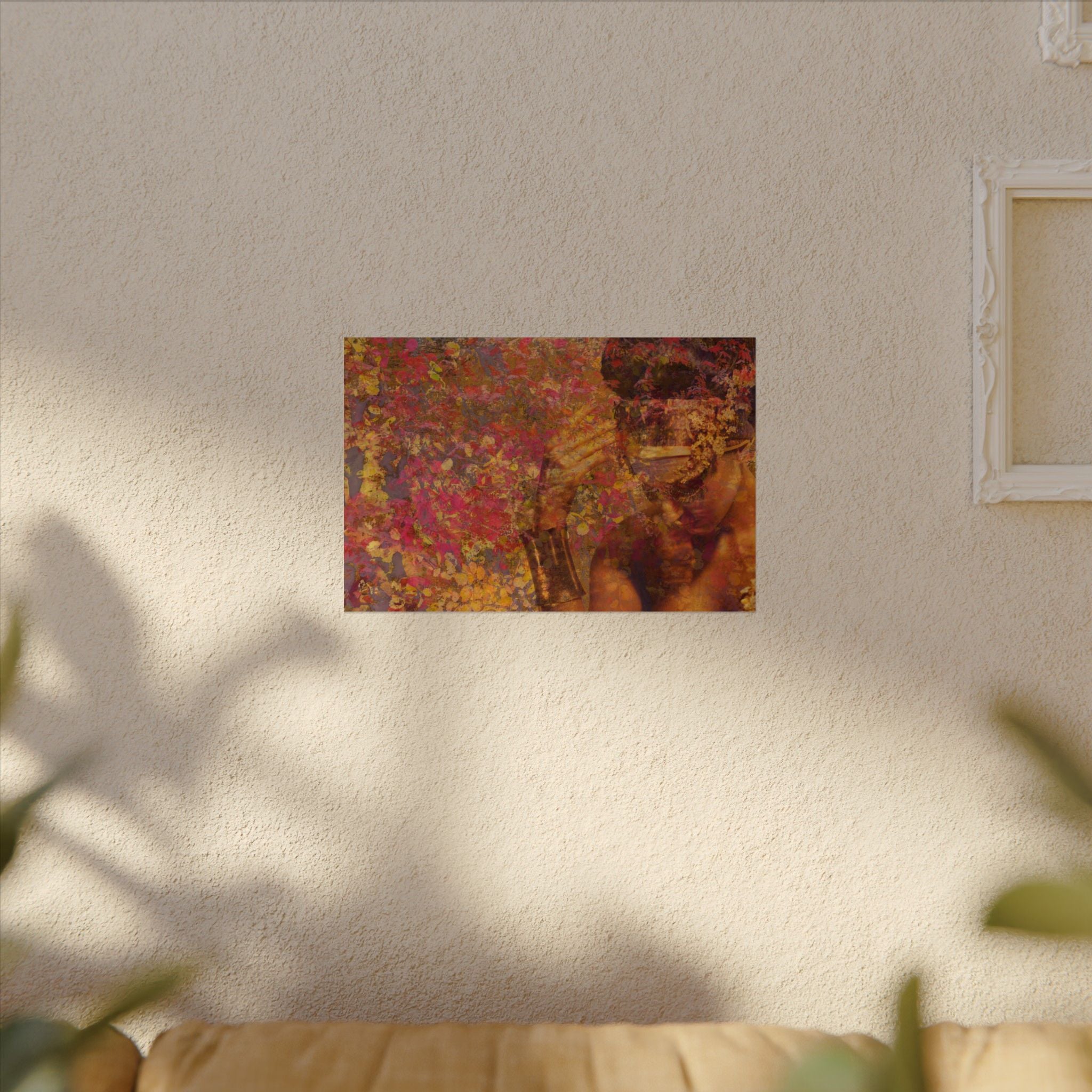 Gilded Lilly Watercolor Texture Art Poster — Vibrant Floral Abstract Wall Print