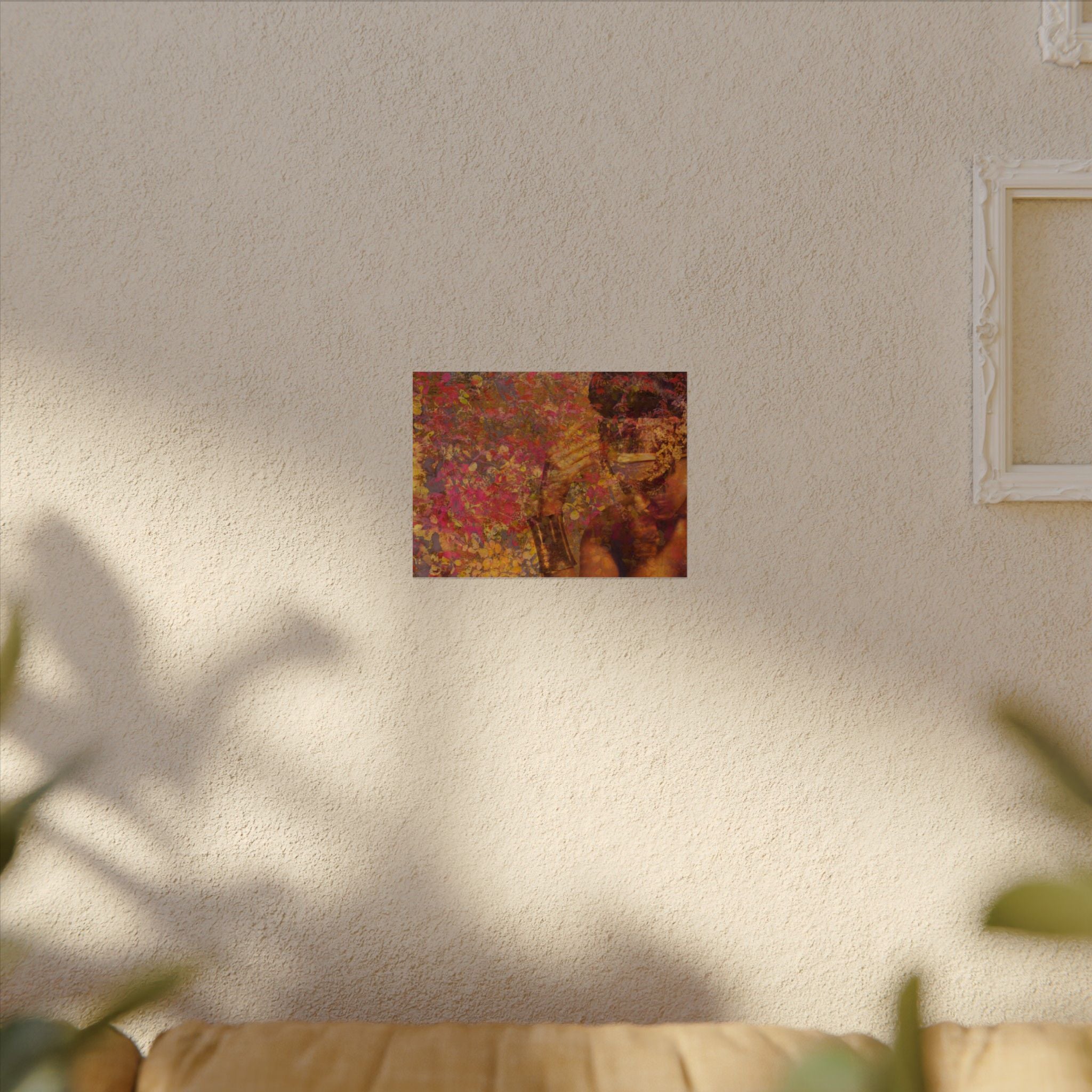 Gilded Lilly Watercolor Texture Art Poster — Vibrant Floral Abstract Wall Print