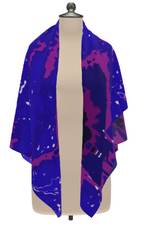 Blue Leaf Scarf Wrap or Shawl