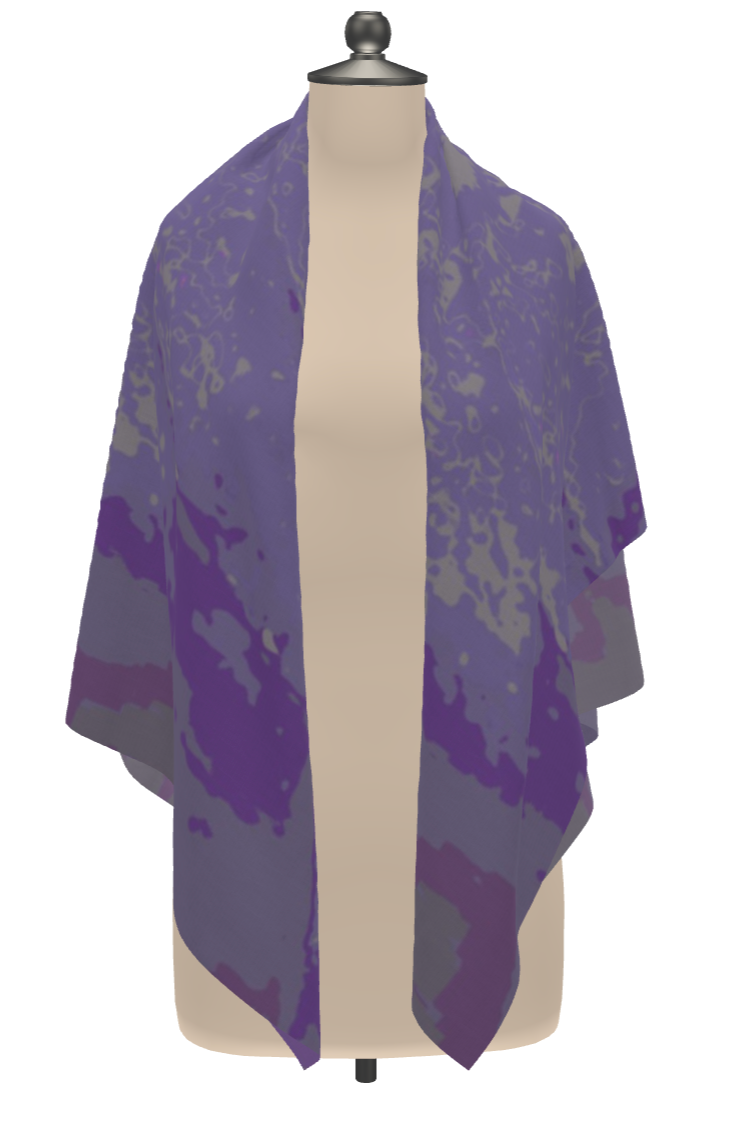 Purple Leaf Scarf Wrap or Shawl