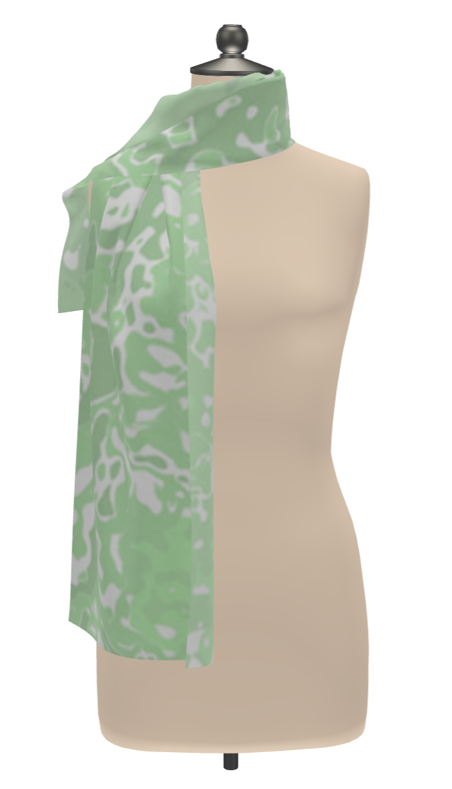 Green Leaf Silk Scarf Wrap or Shawl