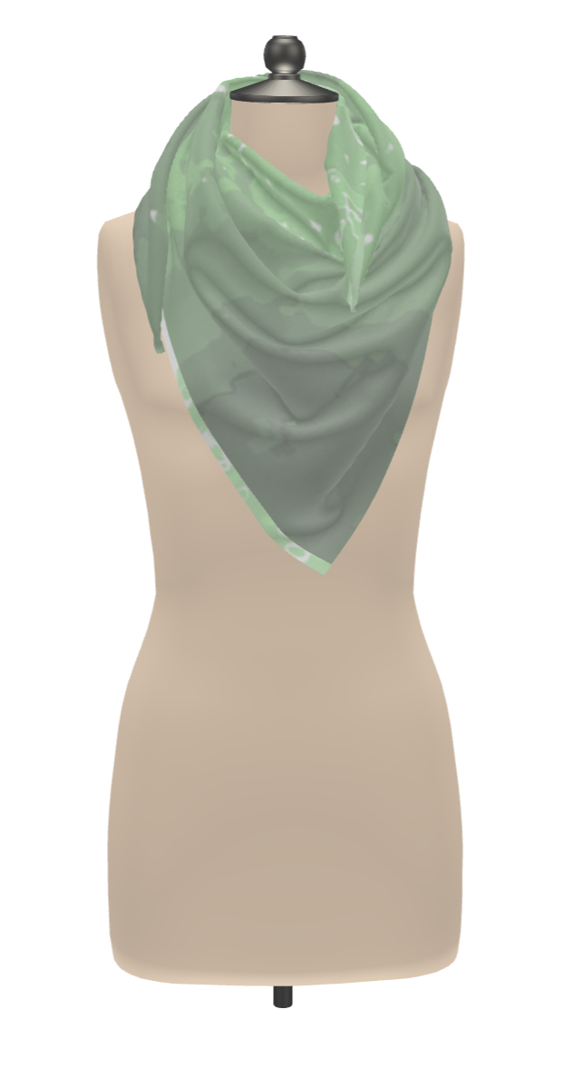 Green Leaf Silk Scarf Wrap or Shawl