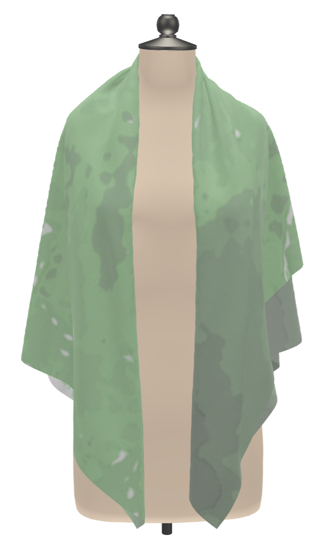 Green Leaf Silk Scarf Wrap or Shawl