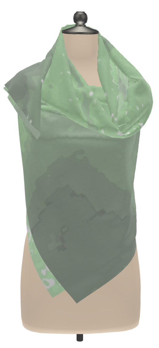 Green Leaf Silk Scarf Wrap or Shawl