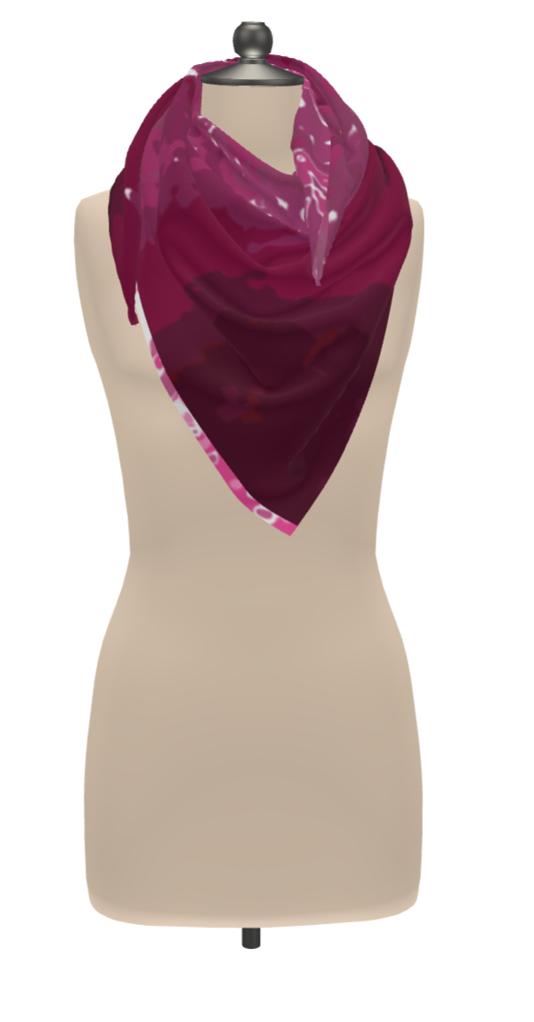Pink Leaf Scarf Wrap or Shawl