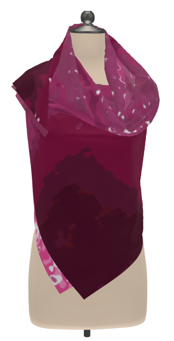 Pink Leaf Scarf Wrap or Shawl