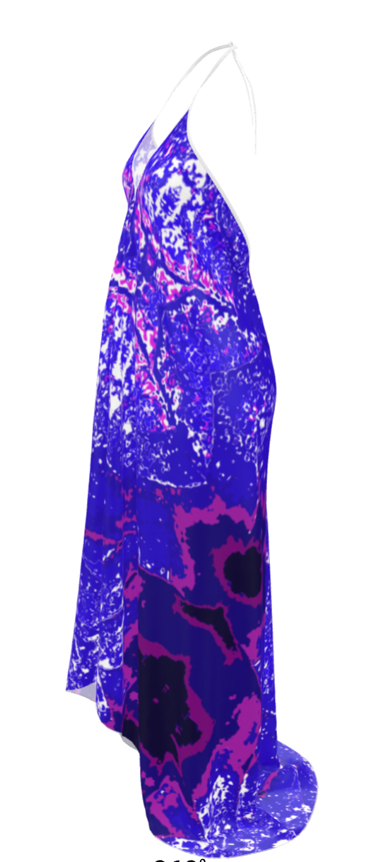 Blue Leaf Halterneck backless dress
