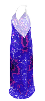 Blue Leaf Halterneck backless dress