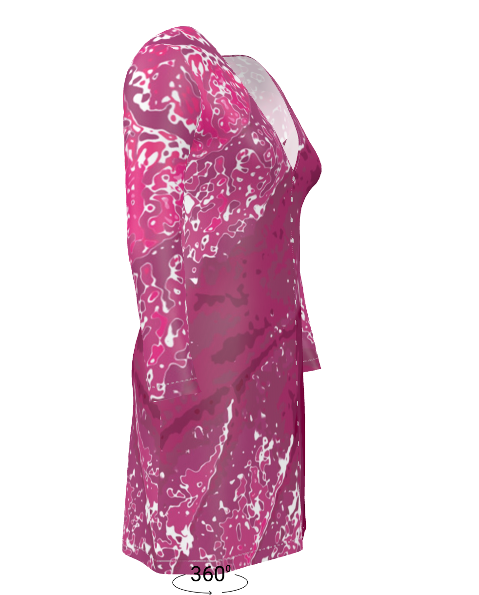 Pink Leaf Ladies Cardigan SHORT/LONG
