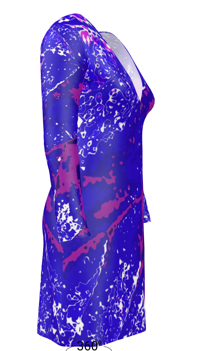 Electric Blue Leaf Ladies Cardigan