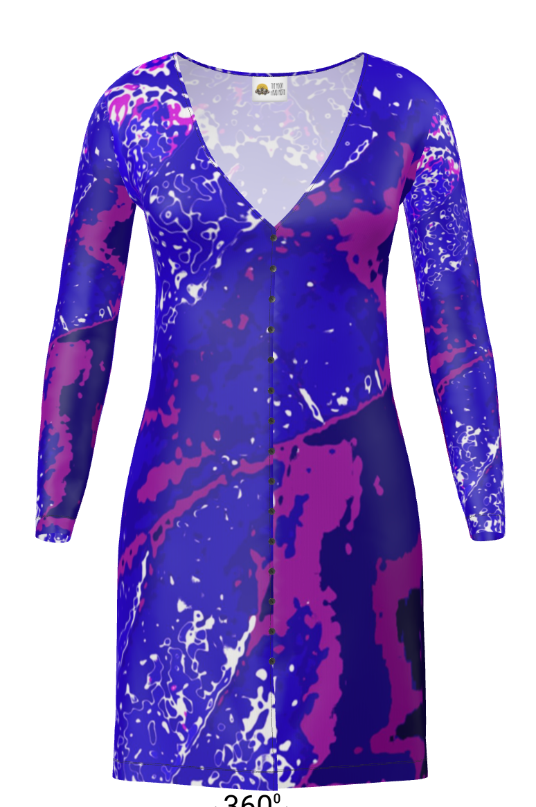 Electric Blue Leaf Ladies Cardigan