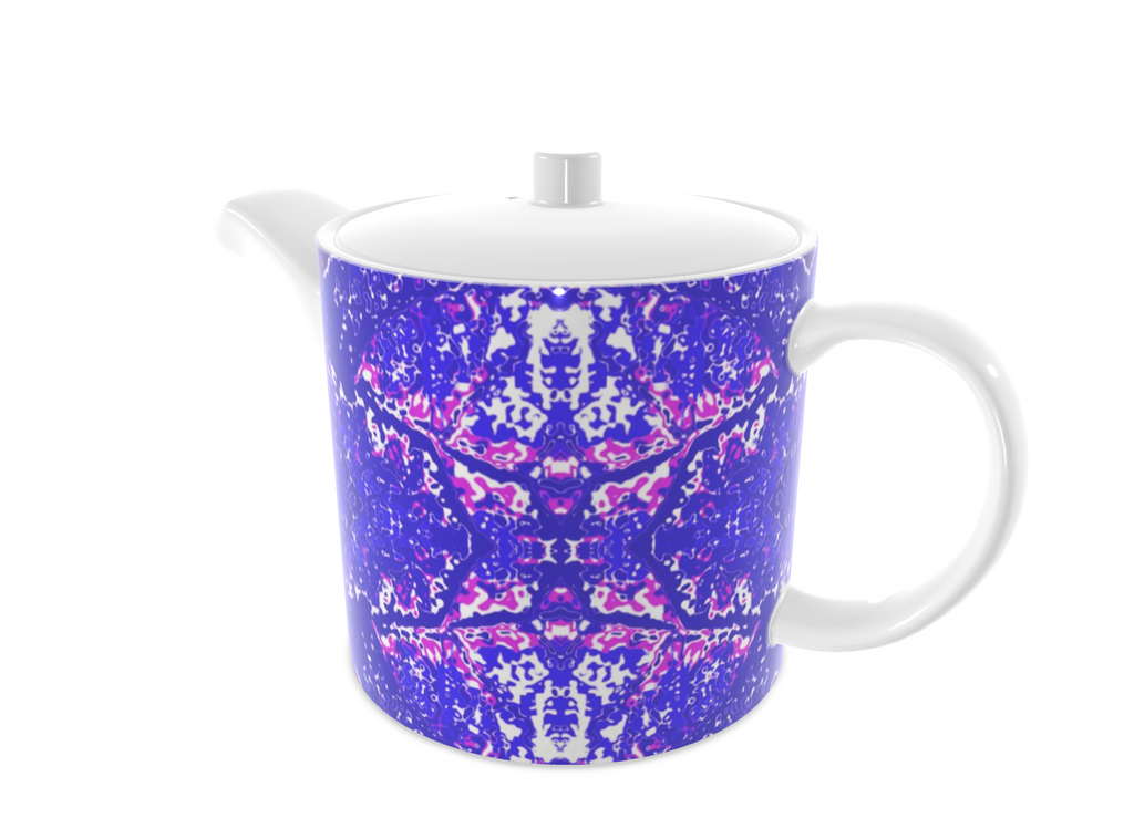 Electric Blue Leaf Bone China Teapot