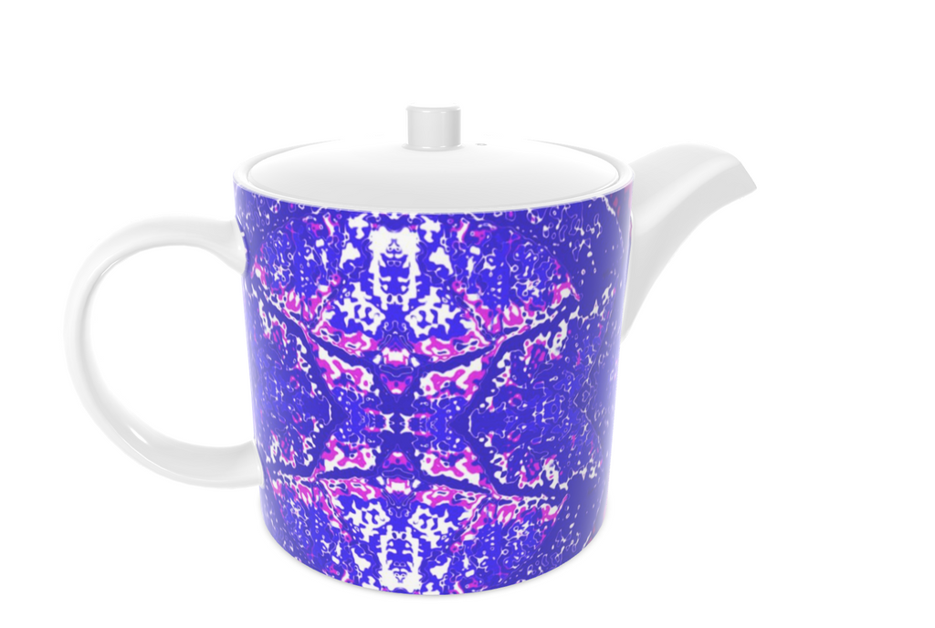 Electric Blue Leaf Bone China Teapot