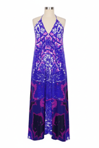 Blue Leaf Halterneck backless dress