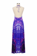 Blue Leaf Halterneck backless dress