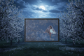 Blue Moon Canvas – Moonlit Orchard in Full Bloom