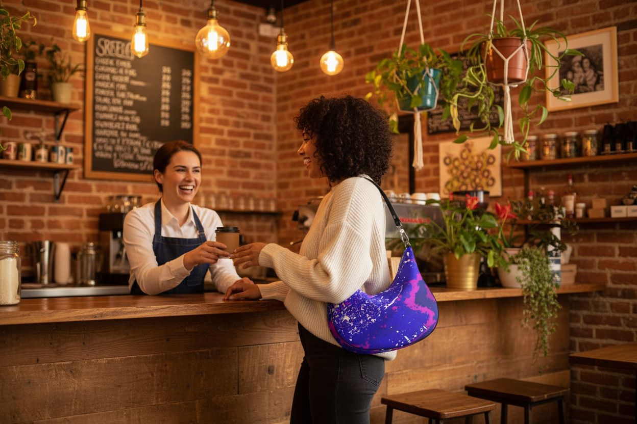 Electric Blue Curve Hobo Bag – Coffee Shop Compliment