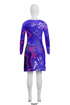 Electric Blue Leaf Ladies Cardigan back view corrected mockup