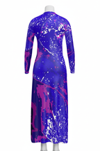Electric Blue Leaf Ladies Cardigan Maxi back view corrected mockup