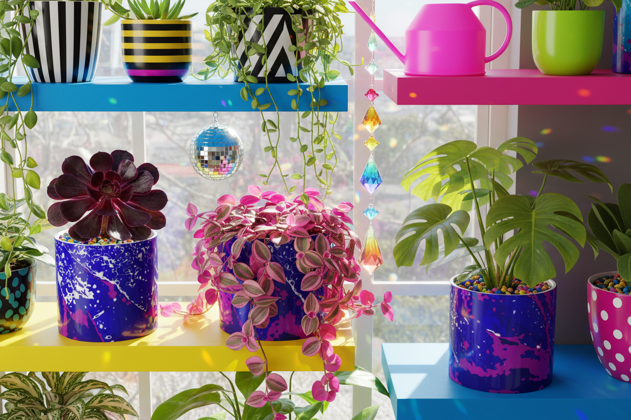 Electric Blue Leaf Plant Pot – Dopamine Decor Multi-Angle Plant Display