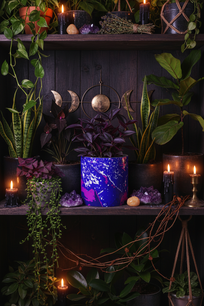 Electric Blue Leaf Plant Pot – Witchy Boho Plant Display