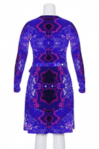Electric Blue Leaf Wrap Dress back view corrected mockup