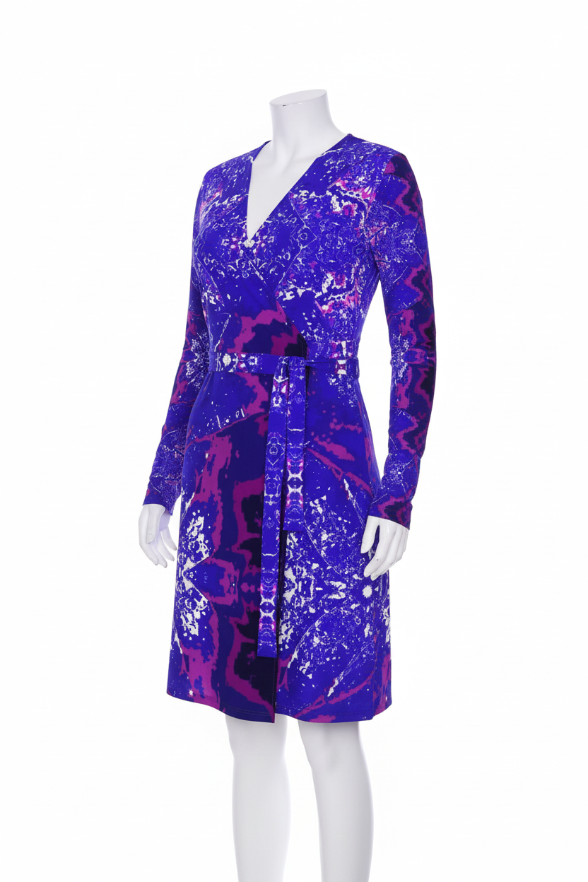 Electric Blue Leaf Wrap Dress mannequin mockup