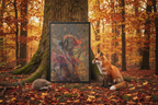 Forest Bathing Canvas - Forest with Fox and Hedgehog