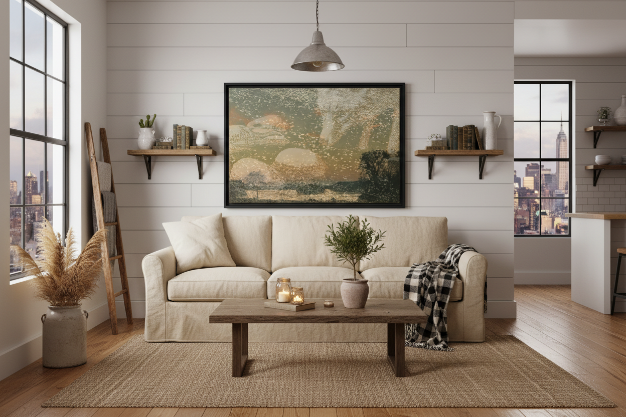 Fox with River Rocks Canvas - Rustic Farmhouse Urban Apartment