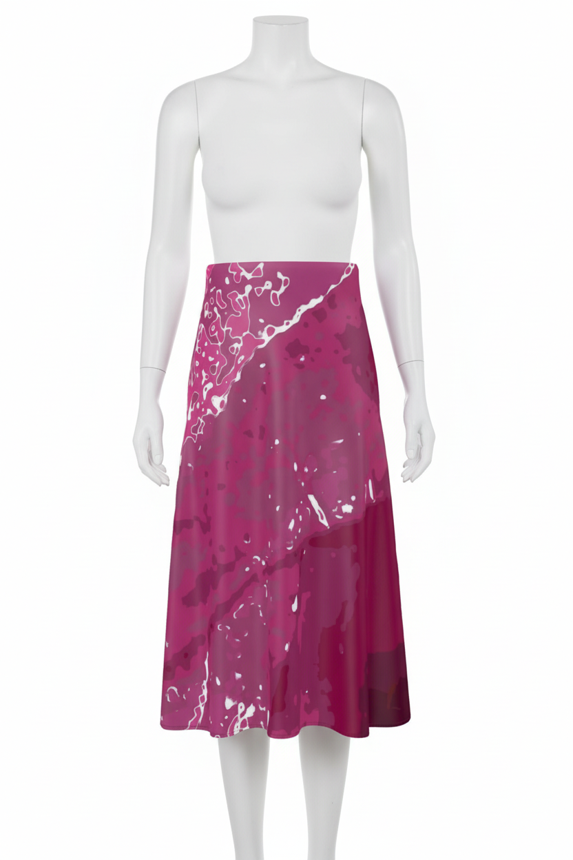 Fuchsia Leaf Midi Skirt – Front Mannequin