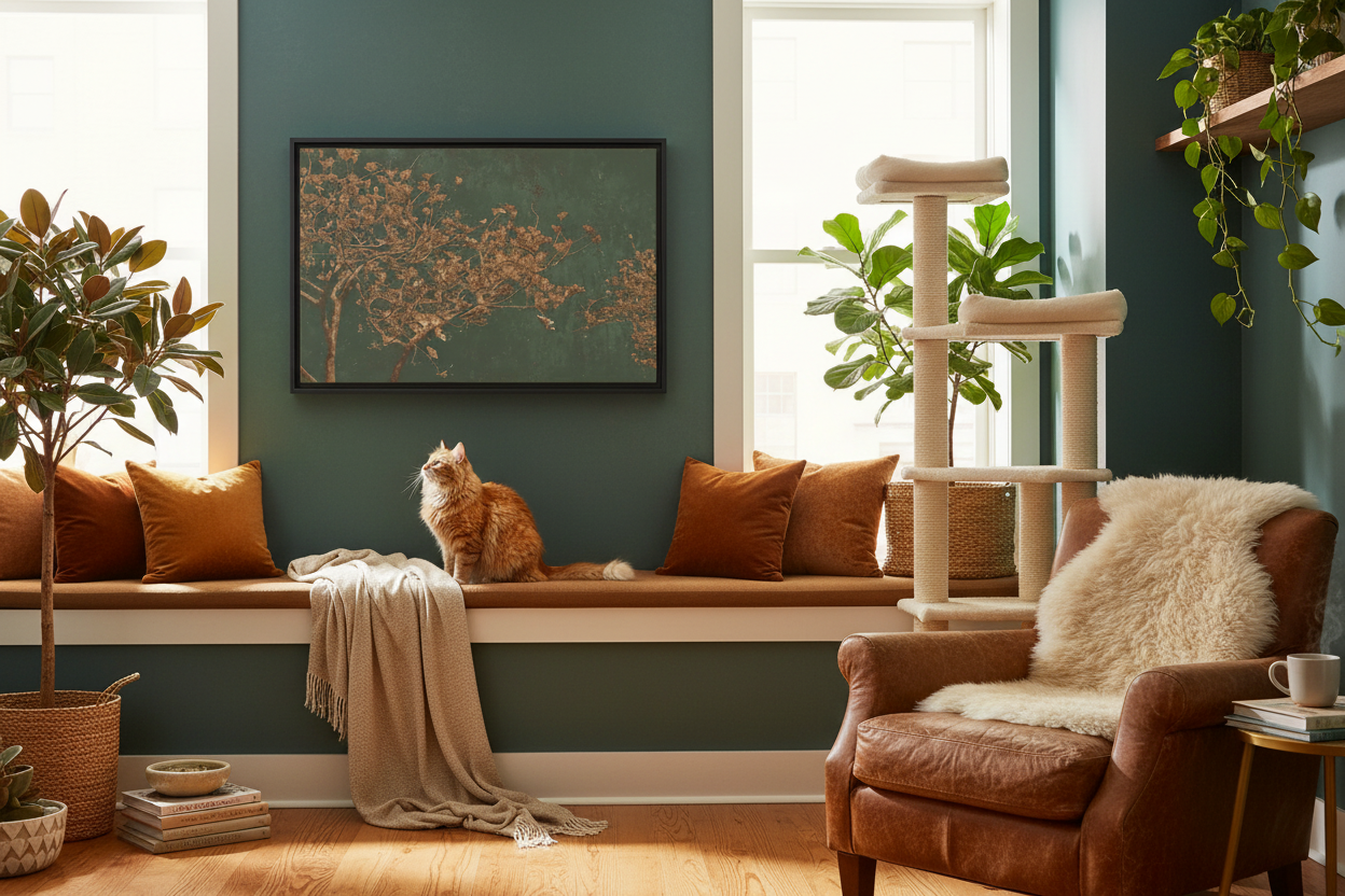 Golden Magnolia Canvas - Ginger Cat Dream Apartment