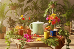 Green Leaf Bone China Teapot – Biophilic Colourful Tablescape Reference