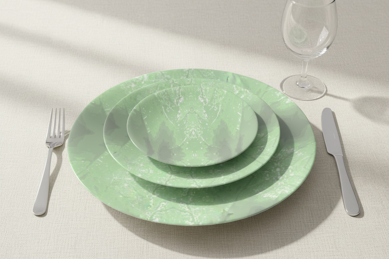 Green Leaf China Plates