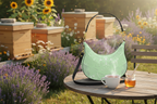 Green Leaf Curve Hobo Bag on Cafe Table at Apiary Mockup