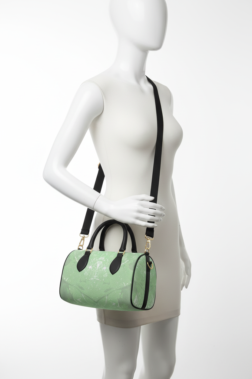 Green Leaf Mini Denbigh Duffle Bag Mannequin Mockup